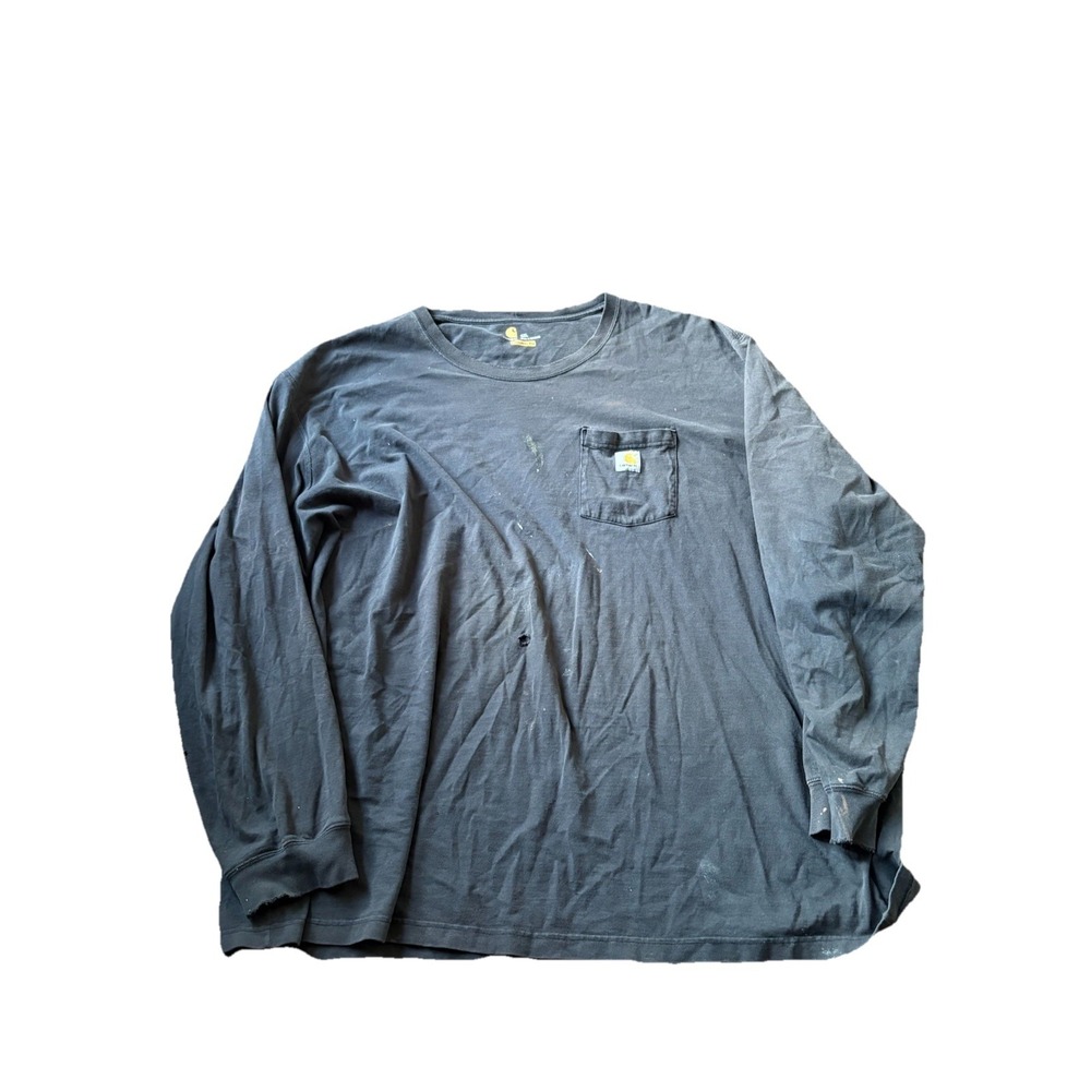 Carhartt Black Long Sleeve Pocket T Shirt Sleeve Mens 4XL Distressed
